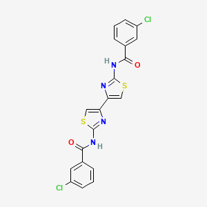 molecular formula C20H12Cl2N4O2S2 B2684572 3-氯-N-[4-[2-[(3-氯苯甲酰)氨基]-1,3-噻唑-4-基]-1,3-噻唑-2-基]苯甲酰胺 CAS No. 393838-67-0