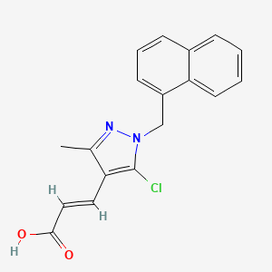 (E)-3-[5-chloro-3-methyl-1-(naphthalen-1-ylmethyl)pyrazol-4-yl]prop-2-enoic acid