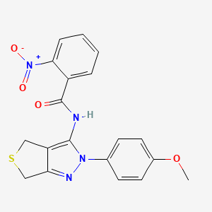 molecular formula C19H16N4O4S B2684584 N-[2-(4-methoxyphenyl)-4,6-dihydrothieno[3,4-c]pyrazol-3-yl]-2-nitrobenzamide CAS No. 361168-70-9