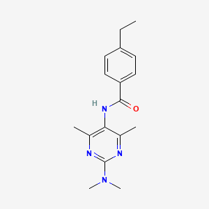 molecular formula C17H22N4O B2684586 N-(2-(dimethylamino)-4,6-dimethylpyrimidin-5-yl)-4-ethylbenzamide CAS No. 1448078-36-1