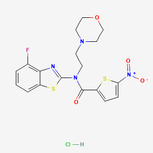 molecular formula C18H18ClFN4O4S2 B2684592 N-(4-fluorobenzo[d]thiazol-2-yl)-N-(2-morpholinoethyl)-5-nitrothiophene-2-carboxamide hydrochloride CAS No. 1216420-72-2
