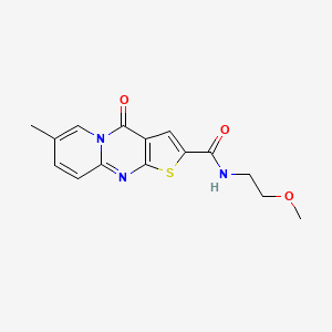 molecular formula C15H15N3O3S B2684597 N-(2-methoxyethyl)-7-methyl-4-oxo-4H-pyrido[1,2-a]thieno[2,3-d]pyrimidine-2-carboxamide CAS No. 1021212-35-0