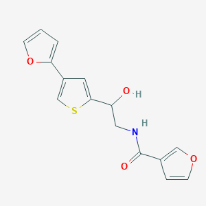molecular formula C15H13NO4S B2684599 N-[2-[4-(Furan-2-yl)thiophen-2-yl]-2-hydroxyethyl]furan-3-carboxamide CAS No. 2380063-72-7