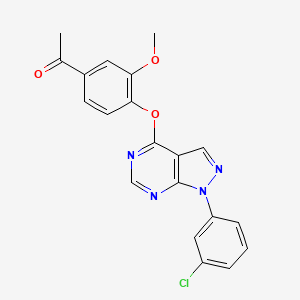 molecular formula C20H15ClN4O3 B2684604 1-(4-{[1-(3-chlorophenyl)-1H-pyrazolo[3,4-d]pyrimidin-4-yl]oxy}-3-methoxyphenyl)ethan-1-one CAS No. 872623-30-8