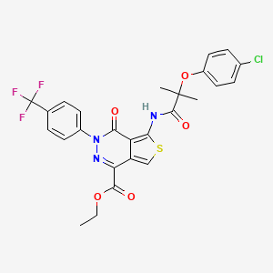 Ethyl 5-(2-(4-chlorophenoxy)-2-methylpropanamido)-4-oxo-3-(4-(trifluoromethyl)phenyl)-3,4-dihydrothieno[3,4-d]pyridazine-1-carboxylate