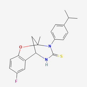 molecular formula C20H21FN2OS B2684610 8-fluoro-3-(4-isopropylphenyl)-2-methyl-5,6-dihydro-2H-2,6-methanobenzo[g][1,3,5]oxadiazocine-4(3H)-thione CAS No. 893790-03-9