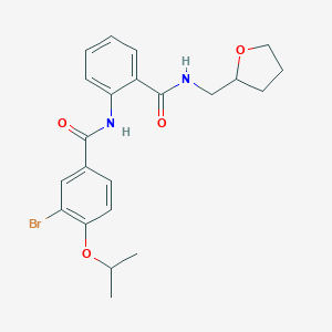 molecular formula C22H25BrN2O4 B268465 3-bromo-4-isopropoxy-N-(2-{[(tetrahydro-2-furanylmethyl)amino]carbonyl}phenyl)benzamide 