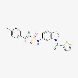molecular formula C22H20N2O3S2 B2684714 (E)-N-(1-(thiophene-2-carbonyl)indolin-6-yl)-2-(p-tolyl)ethenesulfonamide CAS No. 1396892-65-1