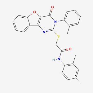 molecular formula C27H23N3O3S B2684716 N-(2,4-二甲基苯基)-2-((4-氧代-3-(邻甲苯)-3,4-二氢苯并呋喃[3,2-d]嘧啶-2-基)硫代)乙酰胺 CAS No. 895649-31-7