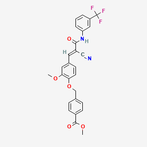 molecular formula C27H21F3N2O5 B2684733 methyl 4-[[4-[(E)-2-cyano-3-oxo-3-[3-(trifluoromethyl)anilino]prop-1-enyl]-2-methoxyphenoxy]methyl]benzoate CAS No. 737818-61-0