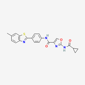 molecular formula C22H18N4O3S B2684735 2-(环丙基甲酰胺基)-N-(4-(6-甲基苯并[d]噻唑-2-基)苯基)噁唑-4-甲酰胺 CAS No. 1396844-25-9