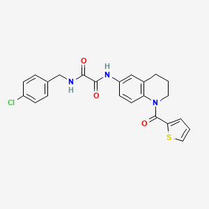 molecular formula C23H20ClN3O3S B2684742 N1-(4-chlorobenzyl)-N2-(1-(thiophene-2-carbonyl)-1,2,3,4-tetrahydroquinolin-6-yl)oxalamide CAS No. 899735-66-1