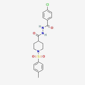 molecular formula C20H22ClN3O4S B2684747 4-氯-N'-({1-[(4-甲基苯基)磺酰]-4-哌啪啶基}羰基)苯基甲酰肼 CAS No. 478030-14-7