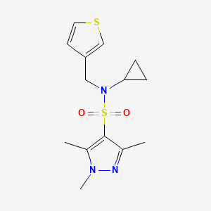 molecular formula C14H19N3O2S2 B2684760 N-cyclopropyl-1,3,5-trimethyl-N-(thiophen-3-ylmethyl)-1H-pyrazole-4-sulfonamide CAS No. 1428362-80-4