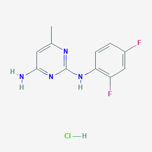 molecular formula C11H11ClF2N4 B2684769 N2-(2,4-二氟苯基)-6-甲基嘧啶-2,4-二胺 盐酸盐 CAS No. 1396772-18-1