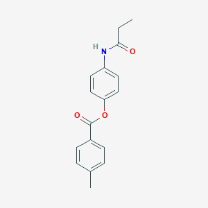 molecular formula C17H17NO3 B268477 4-(Propanoylamino)phenyl 4-methylbenzoate 