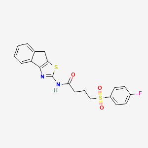 molecular formula C20H17FN2O3S2 B2684773 4-((4-氟苯基)磺酰基)-N-(8H-茚并[1,2-d]噻唑-2-基)丁酰胺 CAS No. 922895-90-7