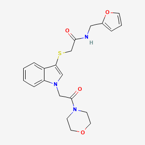 molecular formula C21H23N3O4S B2684774 N-(furan-2-ylmethyl)-2-[1-(2-morpholin-4-yl-2-oxoethyl)indol-3-yl]sulfanylacetamide CAS No. 878053-91-9