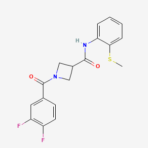 molecular formula C18H16F2N2O2S B2684778 1-(3,4-二氟苯甲酰)-N-(2-(甲硫基)苯基)氮杂环丁烷-3-甲酰胺 CAS No. 1334370-72-7