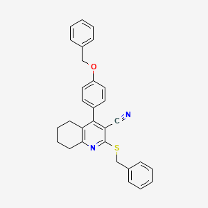 molecular formula C30H26N2OS B2684782 2-Benzylsulfanyl-4-(4-phenylmethoxyphenyl)-5,6,7,8-tetrahydroquinoline-3-carbonitrile CAS No. 391228-47-0