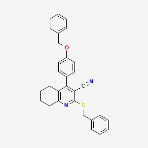 molecular formula C30H26N2OS B2684782 4-[4-(benzyloxy)phenyl]-2-(benzylsulfanyl)-5,6,7,8-tetrahydroquinoline-3-carbonitrile CAS No. 391228-47-0