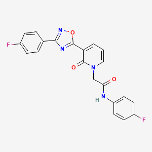 molecular formula C21H14F2N4O3 B2684786 N-(4-fluorophenyl)-2-(3-(3-(4-fluorophenyl)-1,2,4-oxadiazol-5-yl)-2-oxopyridin-1(2H)-yl)acetamide CAS No. 1251570-36-1