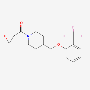 molecular formula C16H18F3NO3 B2684788 Oxiran-2-yl-[4-[[2-(trifluoromethyl)phenoxy]methyl]piperidin-1-yl]methanone CAS No. 2411289-47-7