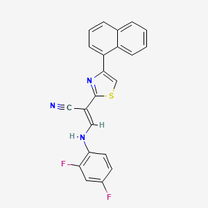 molecular formula C22H13F2N3S B2684790 (E)-3-((2,4-difluorophenyl)amino)-2-(4-(naphthalen-1-yl)thiazol-2-yl)acrylonitrile CAS No. 477297-31-7