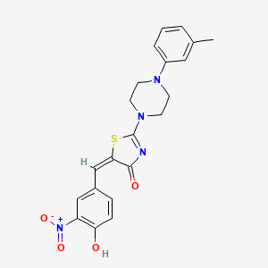 molecular formula C21H20N4O4S B2684803 (E)-5-(4-羟基-3-硝基苯甲亚基)-2-(4-(间甲苯基)哌嗪-1-基)噻唑-4(5H)-酮 CAS No. 444009-12-5