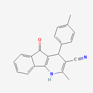 molecular formula C21H16N2O B2684809 2-甲基-4-(4-甲基苯基)-5-氧代-4,5-二氢-1H-茚并[1,2-b]吡啶-3-碳腈 CAS No. 383147-38-4