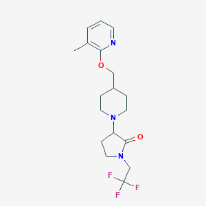molecular formula C18H24F3N3O2 B2684812 3-(4-{[(3-甲基吡啶-2-基)氧基]甲基哌啶-1-基)-1-(2,2,2-三氟乙基)吡咯烷-2-酮 CAS No. 2197318-71-9