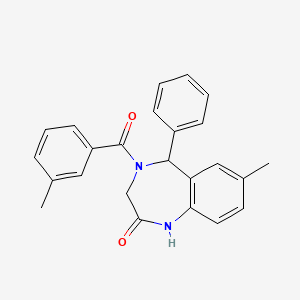 molecular formula C24H22N2O2 B2684815 7-methyl-4-(3-methylbenzoyl)-5-phenyl-4,5-dihydro-1H-benzo[e][1,4]diazepin-2(3H)-one CAS No. 312606-49-8