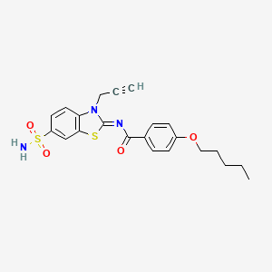 molecular formula C22H23N3O4S2 B2684818 4-pentoxy-N-(3-prop-2-ynyl-6-sulfamoyl-1,3-benzothiazol-2-ylidene)benzamide CAS No. 887203-95-4