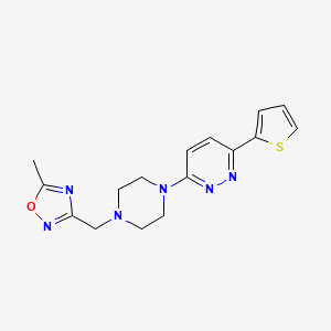 molecular formula C16H18N6OS B2684823 5-Methyl-3-[[4-(6-thiophen-2-ylpyridazin-3-yl)piperazin-1-yl]methyl]-1,2,4-oxadiazole CAS No. 2380187-93-7