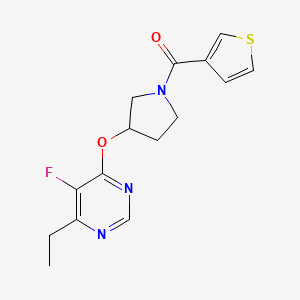 molecular formula C15H16FN3O2S B2684829 (3-((6-Ethyl-5-fluoropyrimidin-4-yl)oxy)pyrrolidin-1-yl)(thiophen-3-yl)methanone CAS No. 2034574-27-9