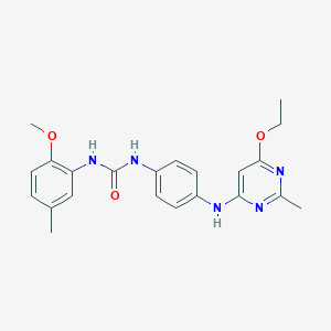 molecular formula C22H25N5O3 B2684834 1-(4-((6-Ethoxy-2-methylpyrimidin-4-yl)amino)phenyl)-3-(2-methoxy-5-methylphenyl)urea CAS No. 1021059-90-4