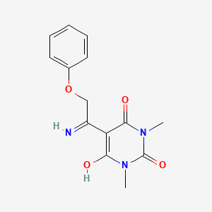 molecular formula C14H15N3O4 B2684836 5-(1-Amino-2-phenoxyethylidene)-1,3-dimethyl-1,3-diazinane-2,4,6-trione CAS No. 321430-67-5