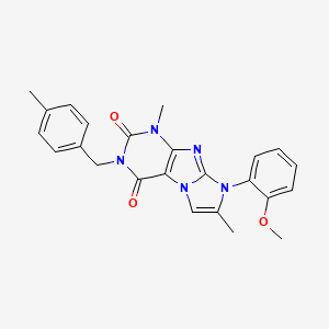 molecular formula C24H23N5O3 B2684839 8-(2-methoxyphenyl)-1,7-dimethyl-3-(4-methylbenzyl)-1H-imidazo[2,1-f]purine-2,4(3H,8H)-dione CAS No. 877643-88-4