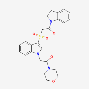 molecular formula C24H25N3O5S B2684847 1-(indolin-1-yl)-2-((1-(2-morpholino-2-oxoethyl)-1H-indol-3-yl)sulfonyl)ethanone CAS No. 878058-74-3