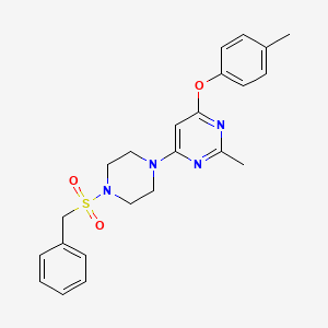 molecular formula C23H26N4O3S B2684853 4-(4-(Benzylsulfonyl)piperazin-1-yl)-2-methyl-6-(p-tolyloxy)pyrimidine CAS No. 946354-95-6