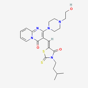 molecular formula C23H29N5O3S2 B2684855 (Z)-5-((2-(4-(2-hydroxyethyl)piperazin-1-yl)-4-oxo-4H-pyrido[1,2-a]pyrimidin-3-yl)methylene)-3-isopentyl-2-thioxothiazolidin-4-one CAS No. 488825-48-5