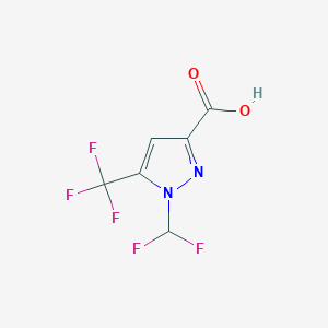 molecular formula C6H3F5N2O2 B2684856 1-(Difluoromethyl)-5-(trifluoromethyl)pyrazole-3-carboxylic acid CAS No. 2490426-34-9