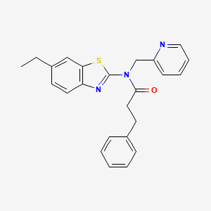 molecular formula C24H23N3OS B2684865 N-(6-ethylbenzo[d]thiazol-2-yl)-3-phenyl-N-(pyridin-2-ylmethyl)propanamide CAS No. 922591-67-1