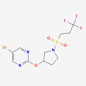 molecular formula C11H13BrF3N3O3S B2684875 5-Bromo-2-{[1-(3,3,3-trifluoropropanesulfonyl)pyrrolidin-3-yl]oxy}pyrimidine CAS No. 2097858-79-0