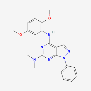molecular formula C21H22N6O2 B2684877 N4-(2,5-dimethoxyphenyl)-N6,N6-dimethyl-1-phenyl-1H-pyrazolo[3,4-d]pyrimidine-4,6-diamine CAS No. 946297-70-7