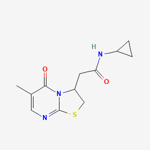 molecular formula C12H15N3O2S B2684881 N-cyclopropyl-2-(6-methyl-5-oxo-3,5-dihydro-2H-thiazolo[3,2-a]pyrimidin-3-yl)acetamide CAS No. 952967-26-9