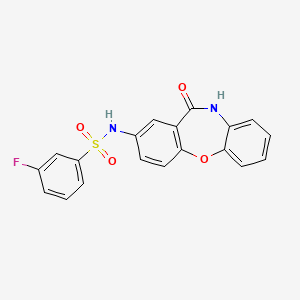 molecular formula C19H13FN2O4S B2684882 3-氟-N-(11-氧代-10,11-二氢二苯并[b,f][1,4]噁氮杂环-2-基)苯磺酰胺 CAS No. 922137-54-0