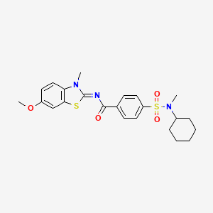 molecular formula C23H27N3O4S2 B2684883 4-[环己基(甲基)磺酰氨基]-N-(6-甲氧基-3-甲基-1,3-苯并噻唑-2-基亚甲基)苯甲酰胺 CAS No. 850909-58-9
