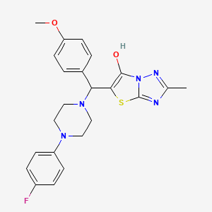 molecular formula C23H24FN5O2S B2684887 5-((4-(4-Fluorophenyl)piperazin-1-yl)(4-methoxyphenyl)methyl)-2-methylthiazolo[3,2-b][1,2,4]triazol-6-ol CAS No. 369367-12-4