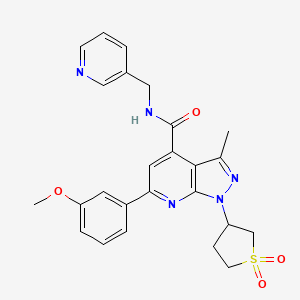 molecular formula C25H25N5O4S B2684893 1-(1,1-二氧代四氢噻吩-3-基)-6-(3-甲氧基苯基)-3-甲基-N-(吡啶-3-基甲基)-1H-吡唑并[3,4-b]吡啶-4-甲酰胺 CAS No. 1021216-07-8